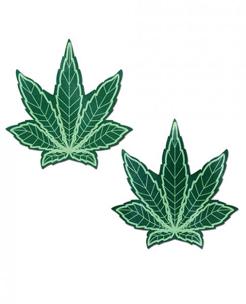 Pastease Marijuana Leaf Pasties Green O/S - Click Image to Close