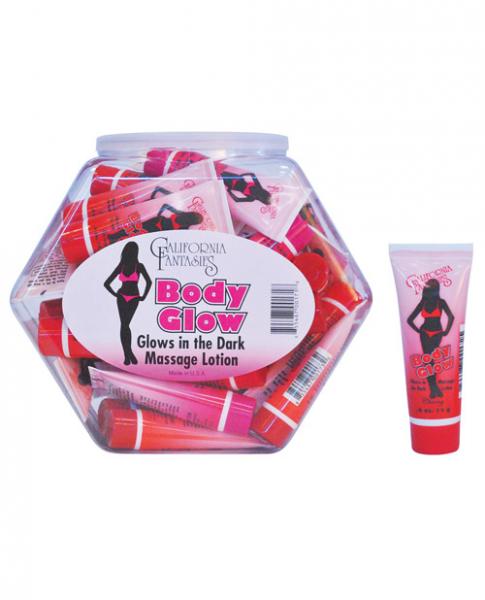 Body Glow Massage Lotion - .5 Oz Tube Asst. Flavors Bowl Of 36 - Click Image to Close