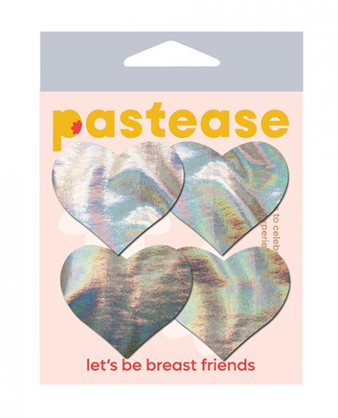 Pastease Premium Petites Holographic Heart - Silver O/s Pack Of 2 Pair - Click Image to Close