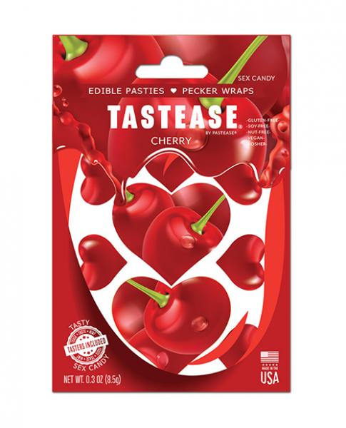 Pastease Tastease Edible Pasties & Pecker Wraps - Cherry O/s - Click Image to Close