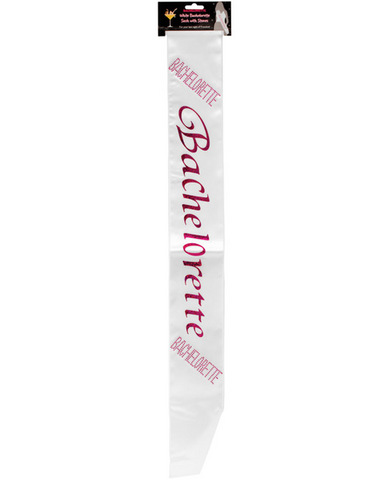 Bachelorette sash w/crystals - white