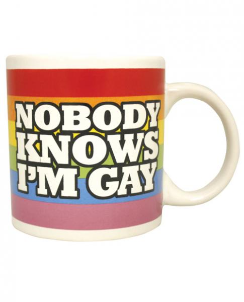 Attitude Mug Nobody Knows I'm Gay Rainbow Cup - Click Image to Close