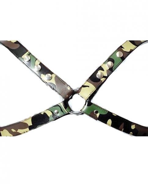 Sensual Sin Leather X Harness Camo S/M - Click Image to Close