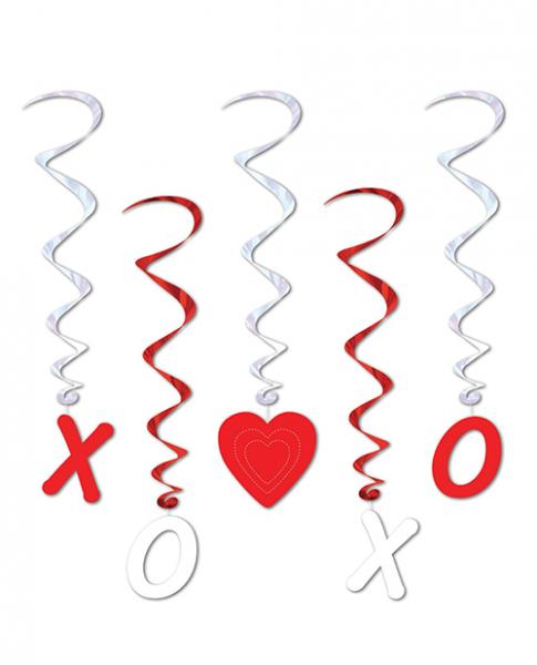 Valentines X's & O's Whirls - Red/white - Click Image to Close