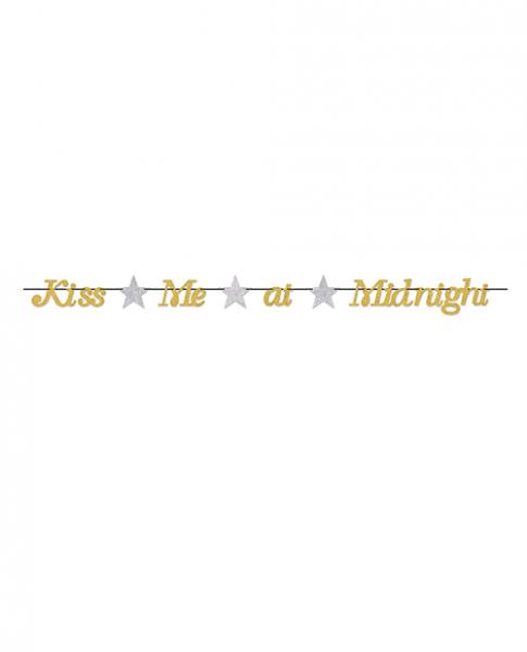 New Year's Kiss Me At Midnight Streamer - Gold/silver - Click Image to Close