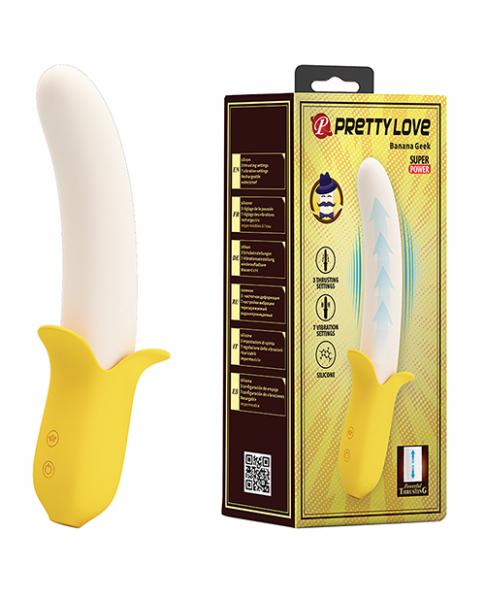 Pretty Love Banana Geek Thrusting Vibrator - Yellow - Click Image to Close