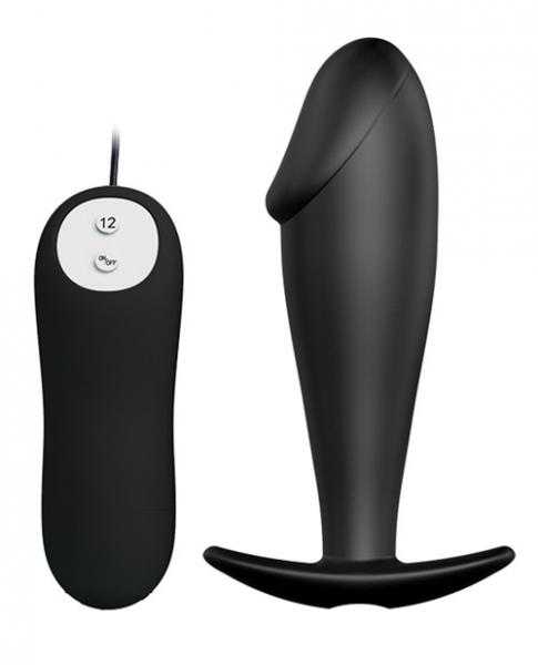 Pretty Love Vibrating Penis Shaped Butt Plug Black - Click Image to Close