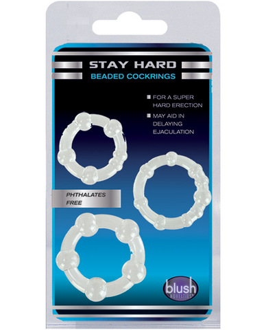 Blush stay hard beaded cock rings 3 pack - clear - Click Image to Close