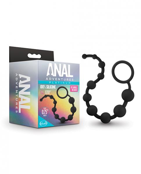 Blush Anal Adventures Platinum Silicone 10 Anal Beads - Black