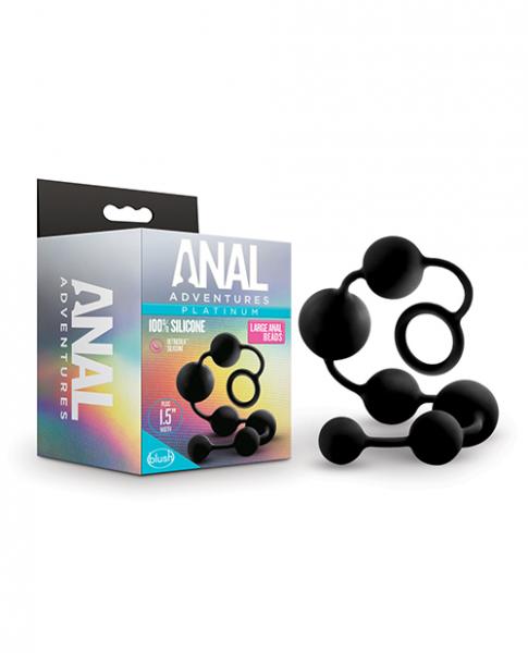 Blush Anal Adventures Platinum Silicone Anal Beads - Large Black - Click Image to Close