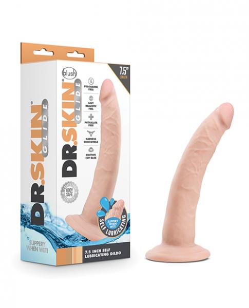 Blush Dr. Skin Glide 7.5" Self Lubricating Dildo - Vanilla - Click Image to Close