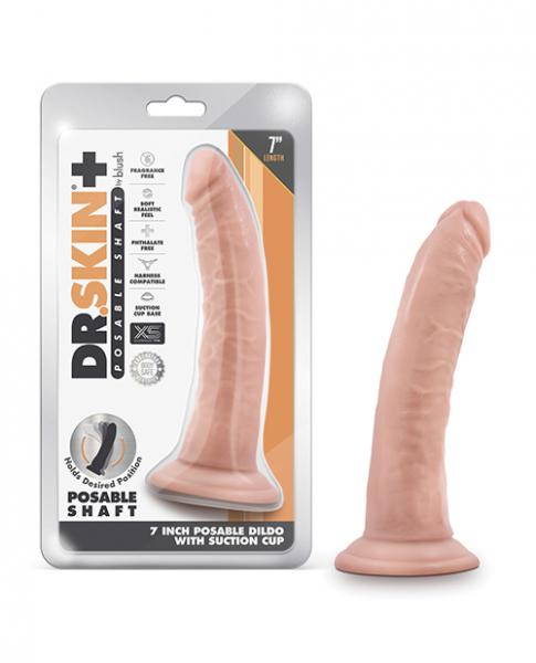 Blush Dr. Skin Plus 7" Posable Dildo - Vanilla - Click Image to Close