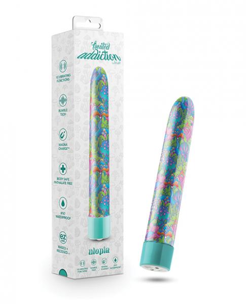 Blush Limited Addiction Utopia 7" Rechargeable Vibe - Aqua - Click Image to Close