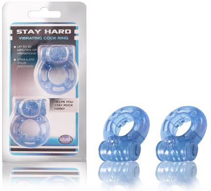 Stay Hard Vibrating Cock Ring 2 Pack - Blue - Click Image to Close