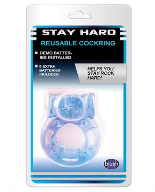 Blush stay hard vibrating reusable cock ring - blue