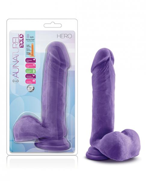 Blush Au Natural Bold Hero 8" Dildo - Purple - Click Image to Close