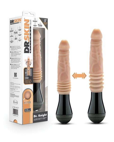 Blush Dr. Skin Silicone Dr. Knight Thrusting Gyrating Vibrating Dildo - Beige - Click Image to Close