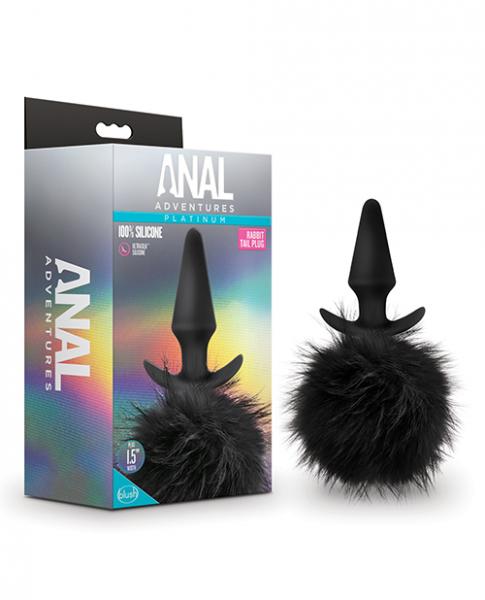 Blush Anal Adventures Platinum Rabbit Tail Plug - Black - Click Image to Close