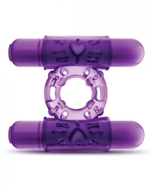 Double Play Dual Vibrating Cock Ring Purple