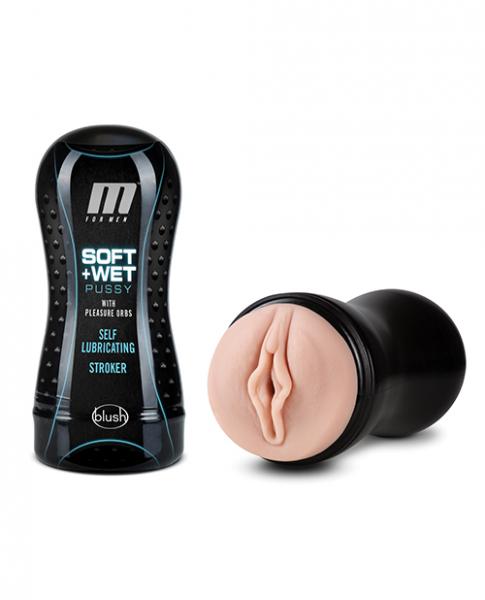 Blush M For Men Soft And Wet Pussy With Pleasure Orbs Self Lubricating Stroker - Vanilla - Click Image to Close