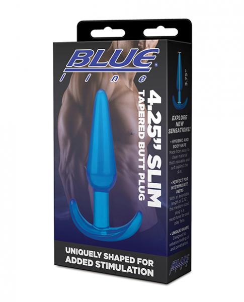 Blue Line C & B 4.25" Slim Tapered Butt Plug - Jelly Blue - Click Image to Close