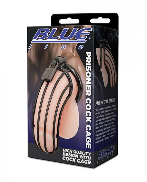 Blue Line Prisoner Cock Cage - Black - Click Image to Close