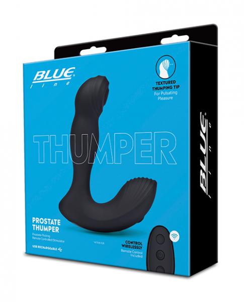 Blue Line Vibrating Prostate Thumper W/remote - Black - Click Image to Close