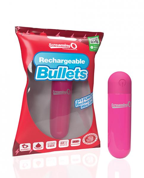 Screaming O Rechargeable Bullets - Pink - Click Image to Close