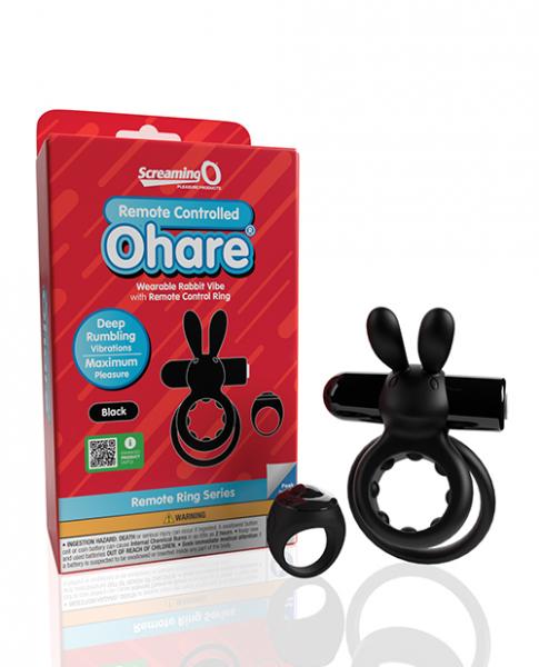 Screaming O Ohare Remote Controlled Vibrating Ring - Black - Click Image to Close