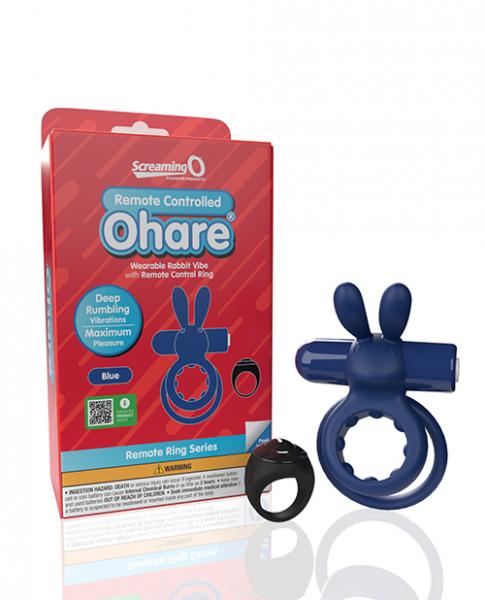 Screaming O Ohare Remote Controlled Vibrating Ring - Blue - Click Image to Close