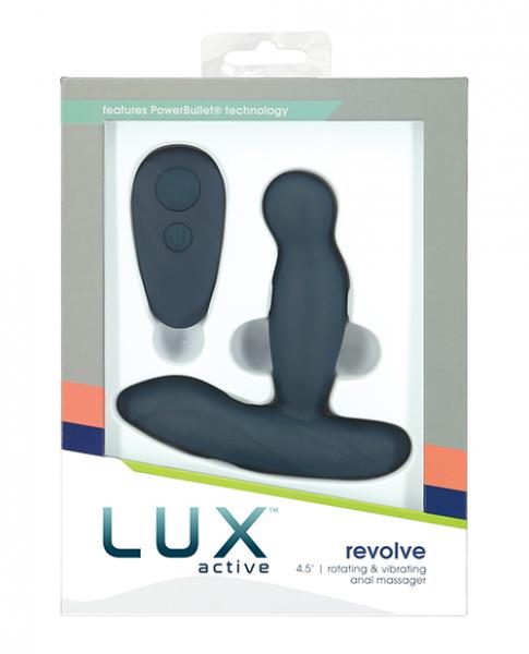 Lux Active Revolve 4.5" Rotating & Vibrating Anal Massager - Dark Blue - Click Image to Close