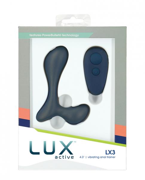 Lux Active Lx3 4.3" Vibrating Anal Trainer - Dark Blue - Click Image to Close