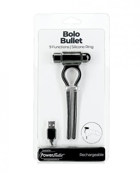 Bolo Bullet Vibrating Adjustable Cock Tie - Black - Click Image to Close