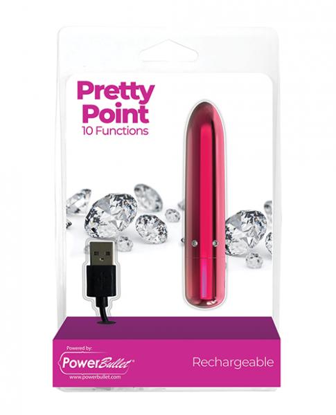 Pretty Point Rechargeable Bullet - 10 Functions Pink - Click Image to Close