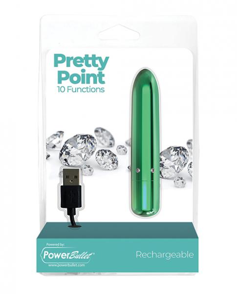 Pretty Point Rechargeable Bullet - 10 Functions Teal - Click Image to Close