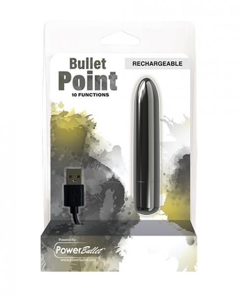 Bullet Point Rechargeable Bullet - 10 Functions Black - Click Image to Close