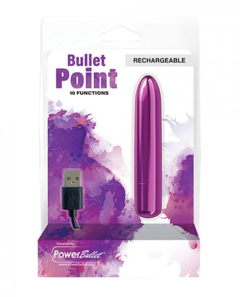 Bullet Point Rechargeable Bullet - 10 Functions Purple - Click Image to Close