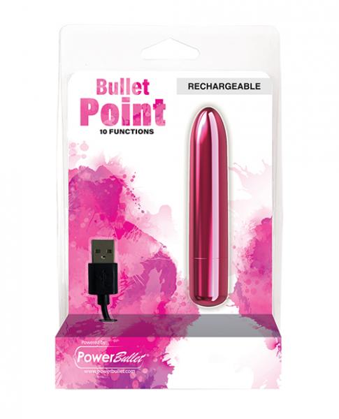 Bullet Point Rechargeable Bullet - 10 Functions Pink - Click Image to Close