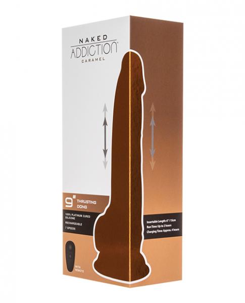 Naked Addiction 9" Thrusting Dong W/remote - Caramel