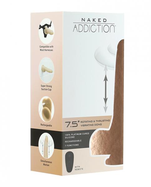 Naked Addiction The Freak 7.5" Rotating & Thrusting Vibrating Dong - Ivory - Click Image to Close