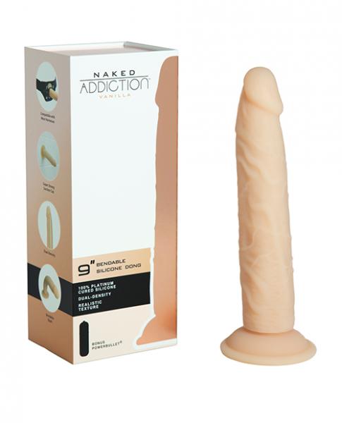 Naked Addiction 9" Dual Density Silicone Dildo - Vanilla - Click Image to Close