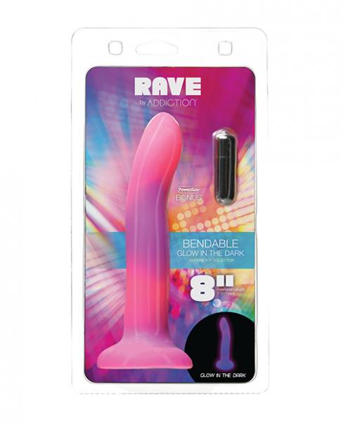 Addiction 8" Rave Glow In The Dark Dong - Pink/purple