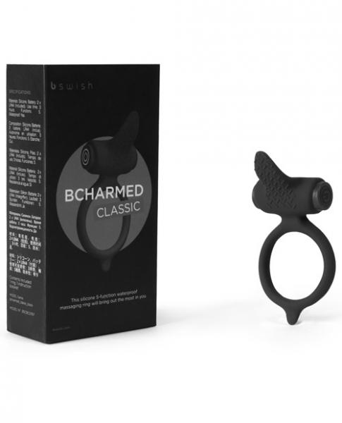 Bcharmed Classic Vibrating Cock Ring Black - Click Image to Close