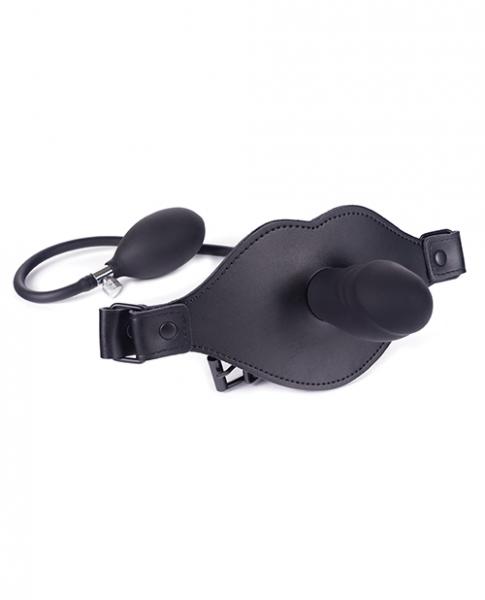 Spartacus Inflatable Dildo Gag With Hand Pump Black O/S - Click Image to Close