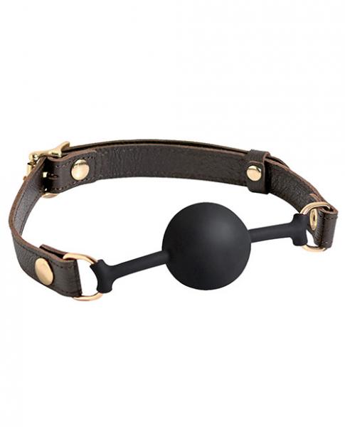 Spartacus Silicone Ball Gag - Brown Leather Strap 43mm Ball - Click Image to Close