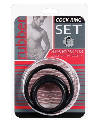 Rubber cock ring set - black pack of 3 - Click Image to Close