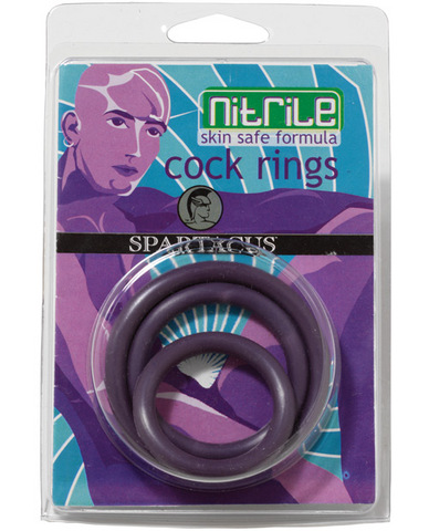 Nitrile cock ring set - purple pack of 3