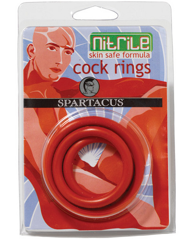 Nitrile cock ring set - red pack of 3