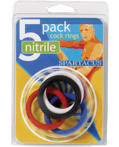 Nitrile cock ring set 1.25in - asst pack of 5