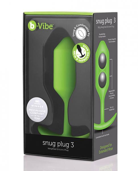 B-vibe Weighted Snug Plug 3 - 180 G Lime - Click Image to Close